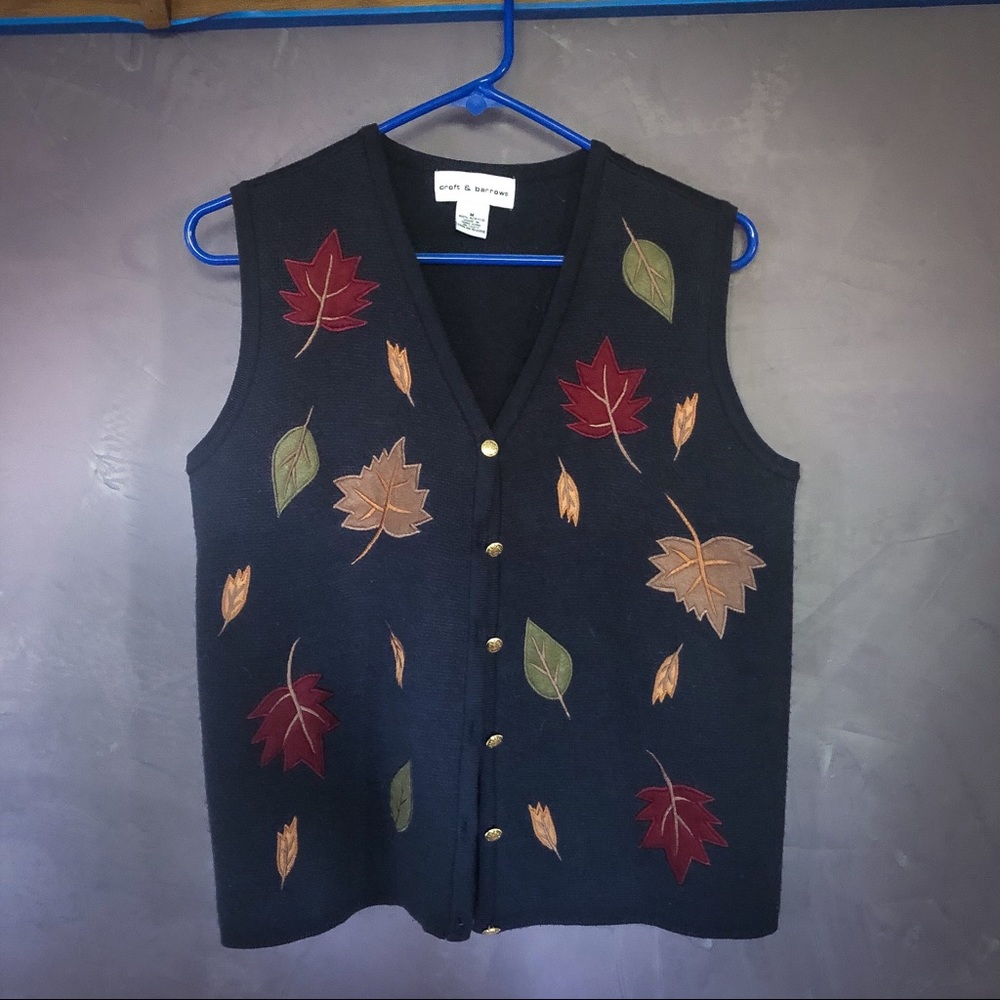 🍂Vintage Autumnal/Fall Leaves Sweater Button Vest
